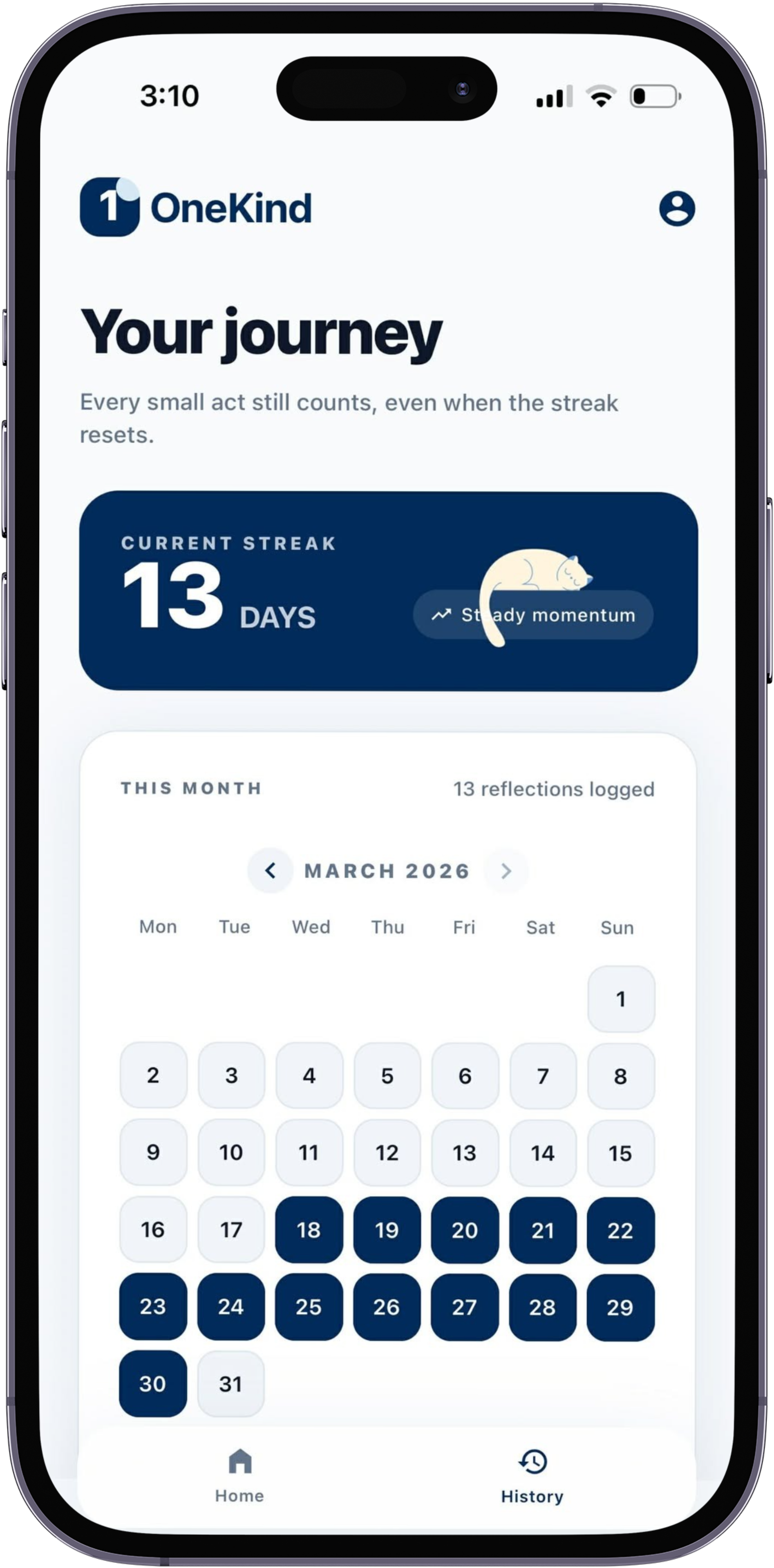 OneKind app screen mockup 1