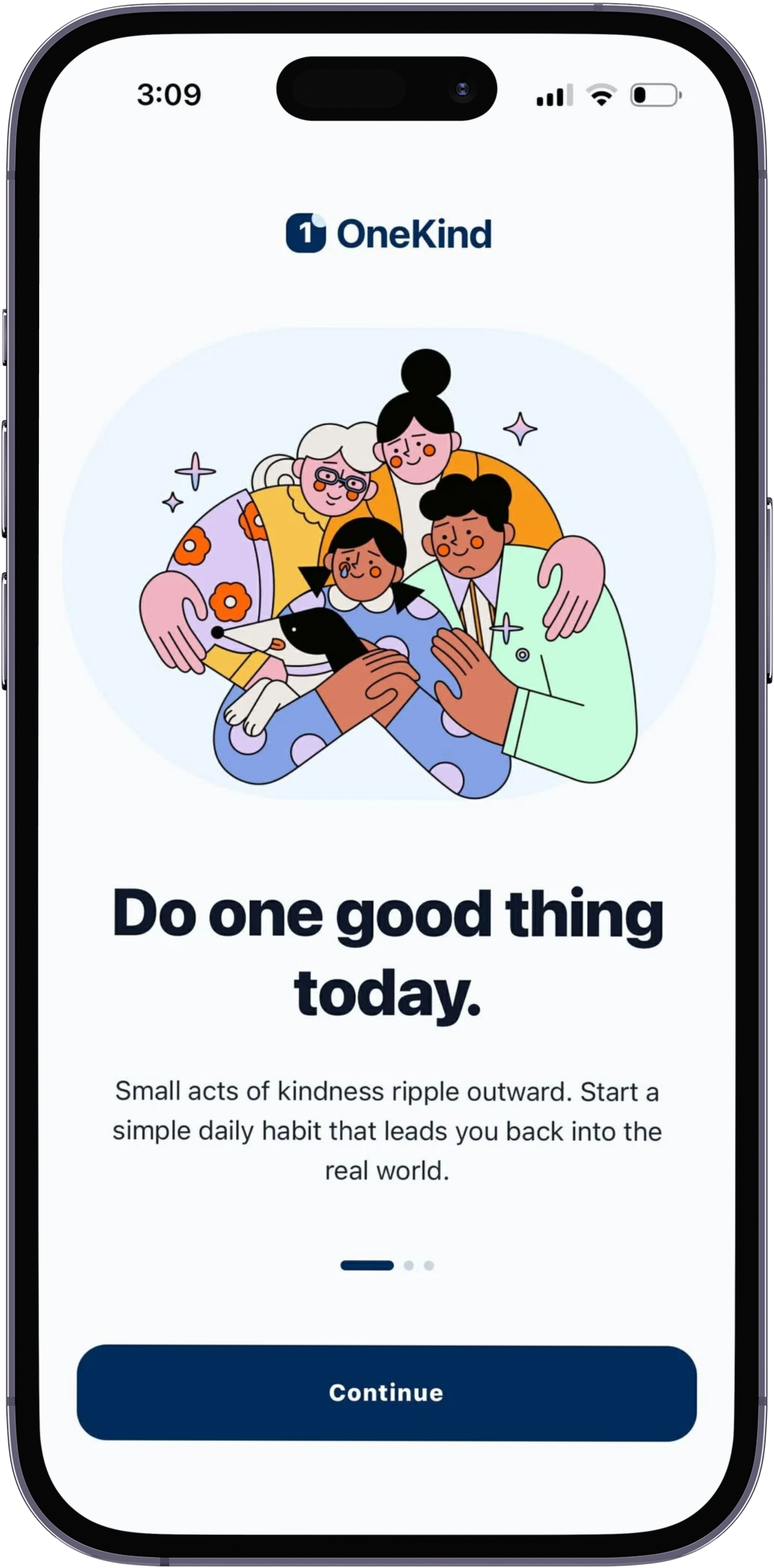 OneKind app screen mockup 3